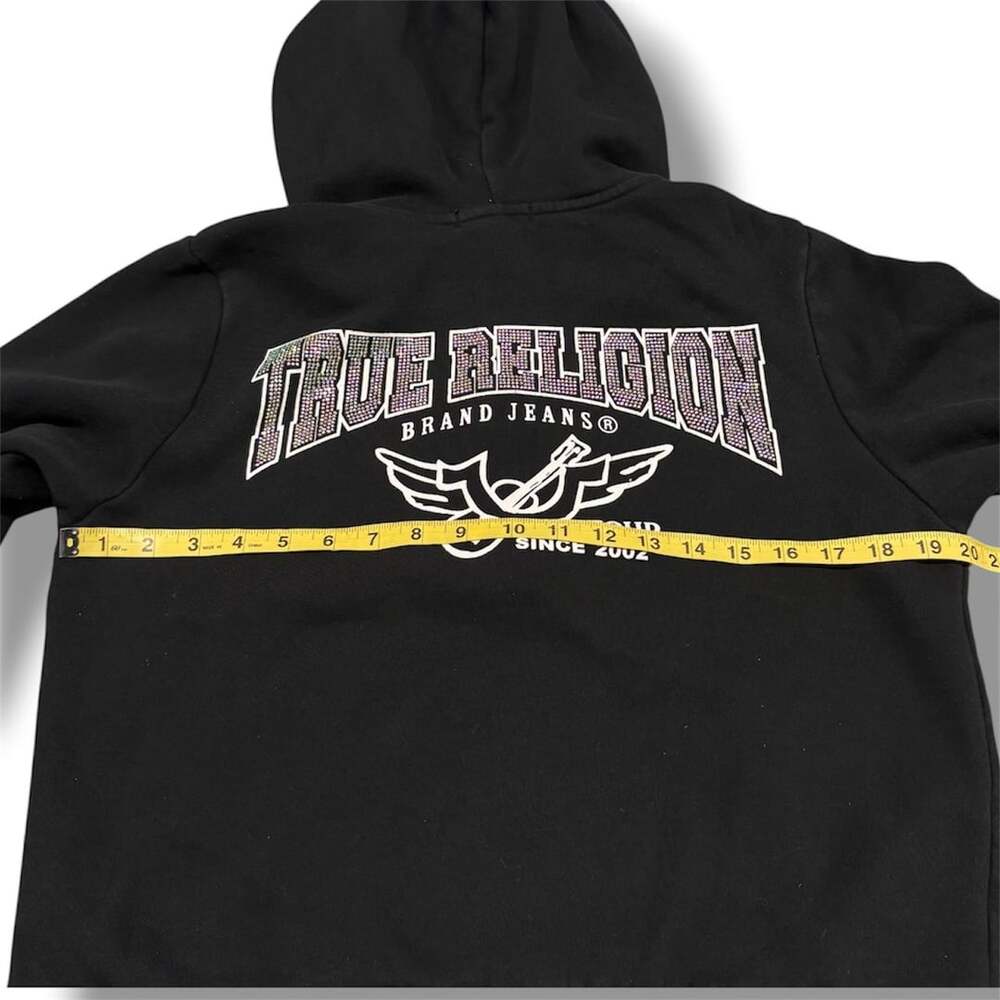 True Religion Crystal Zip Hoodie Size Large Black - Picture 3 of 5